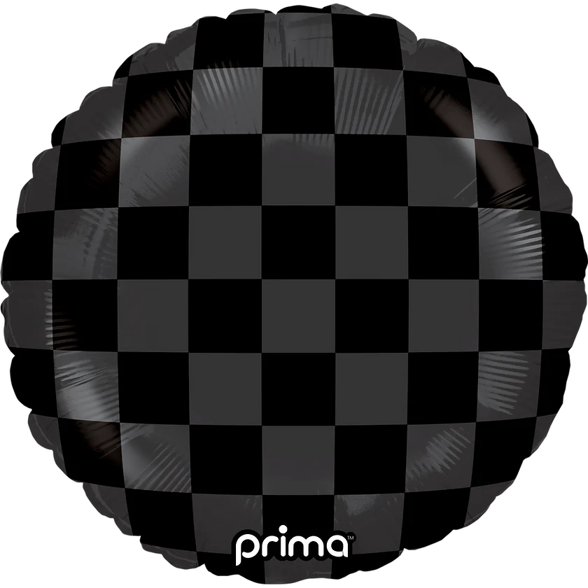PRIMA 18" Round Black Shiny & Matte Checker Print